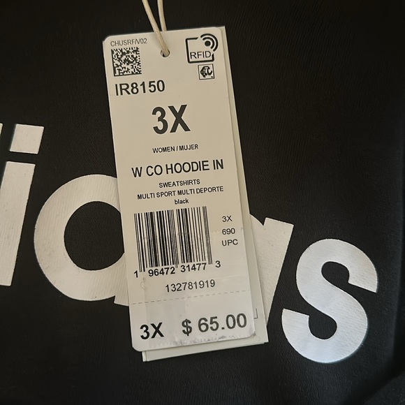 Adidas Trendy Plus Size Pullover Logo Black size 3X NWT - Picture 3 of 9